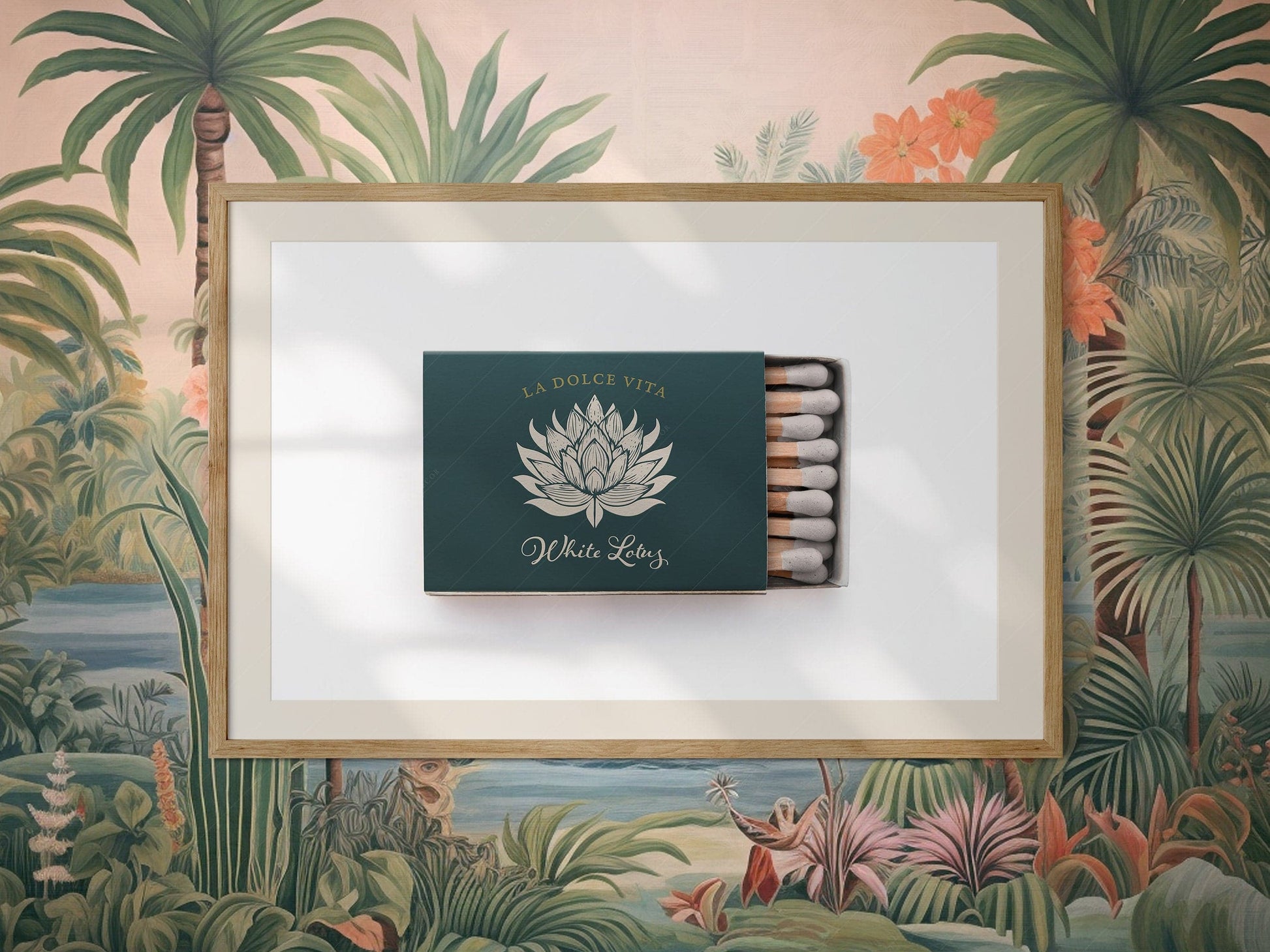 White Lotus Matchbox Print – La Dolce Vita Retro Wall Art Poster