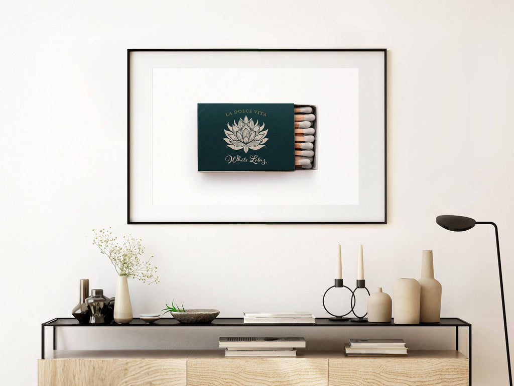 White Lotus Matchbox Print – La Dolce Vita Retro Wall Art Poster
