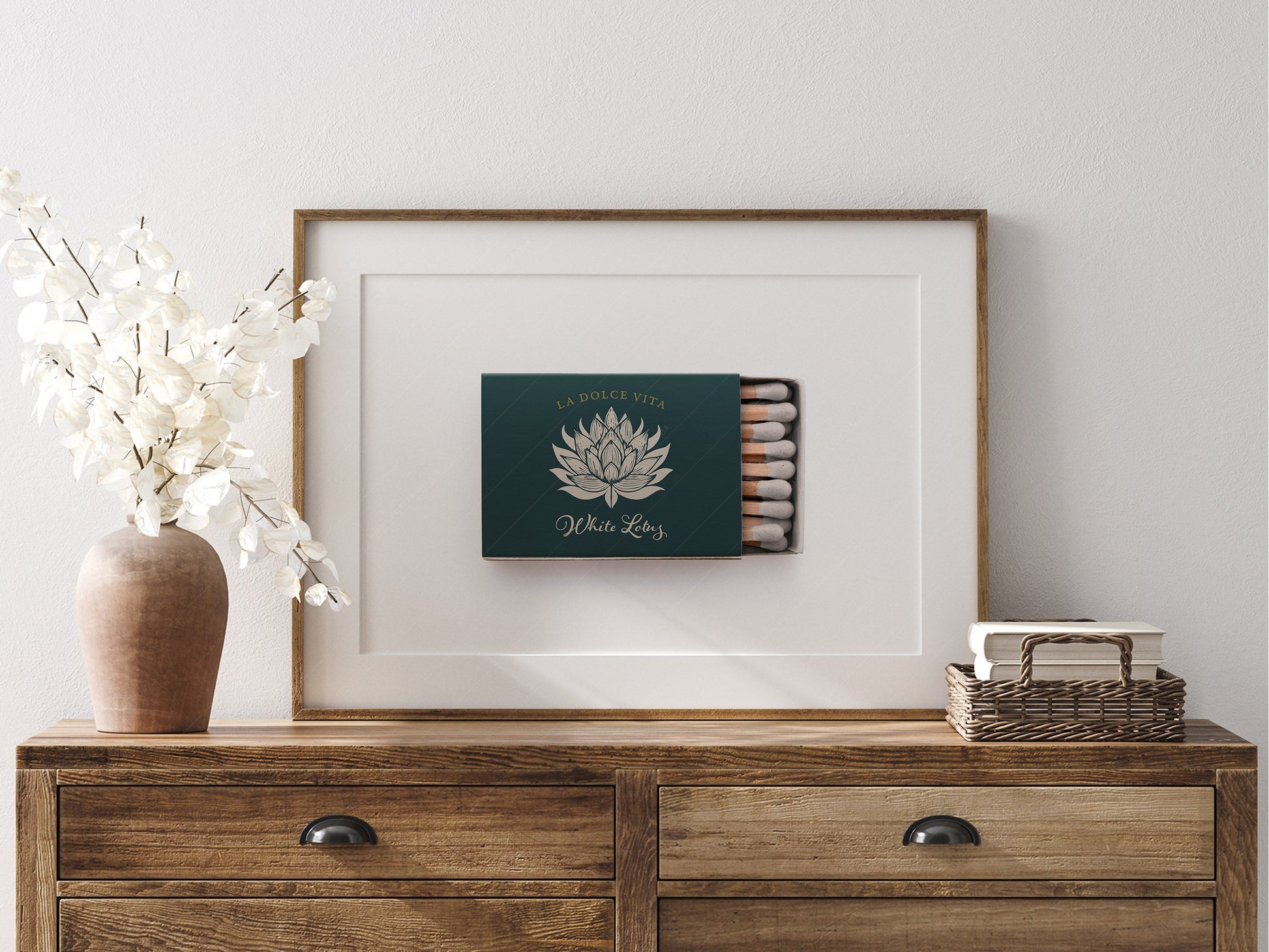 White Lotus Matchbox Print – La Dolce Vita Retro Wall Art Poster