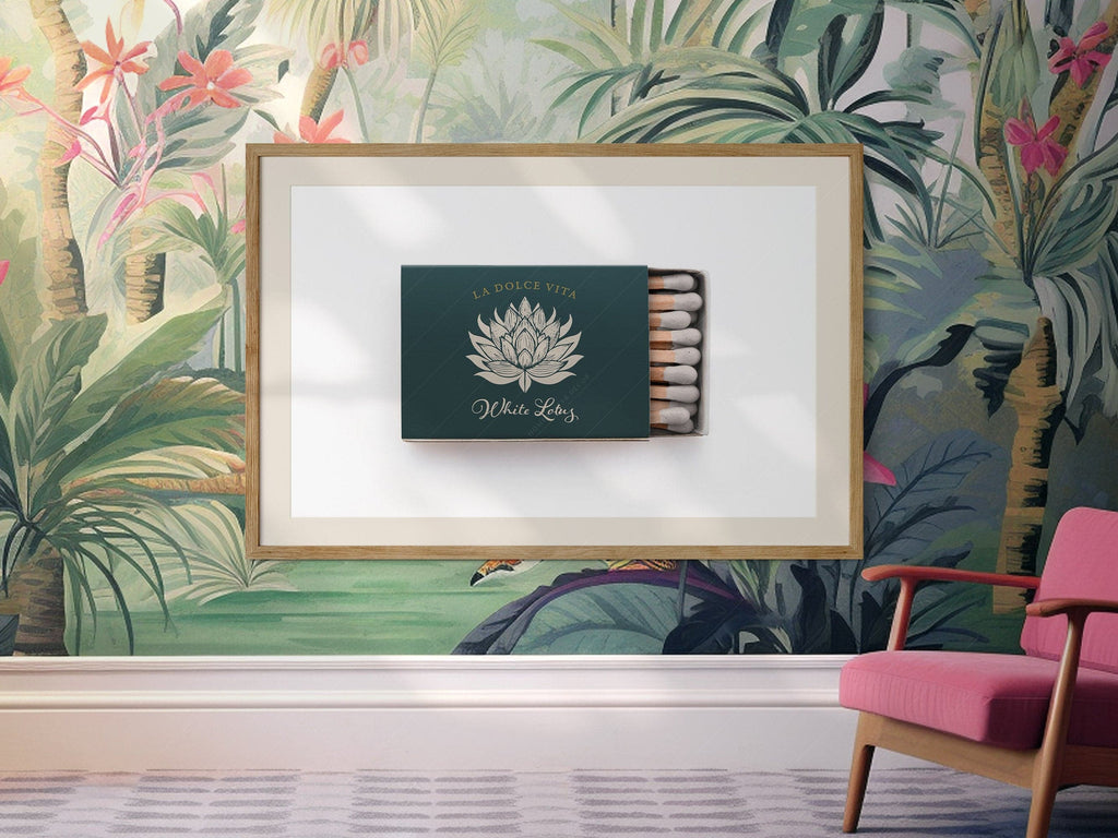 White Lotus Matchbox Print – La Dolce Vita Retro Wall Art Poster