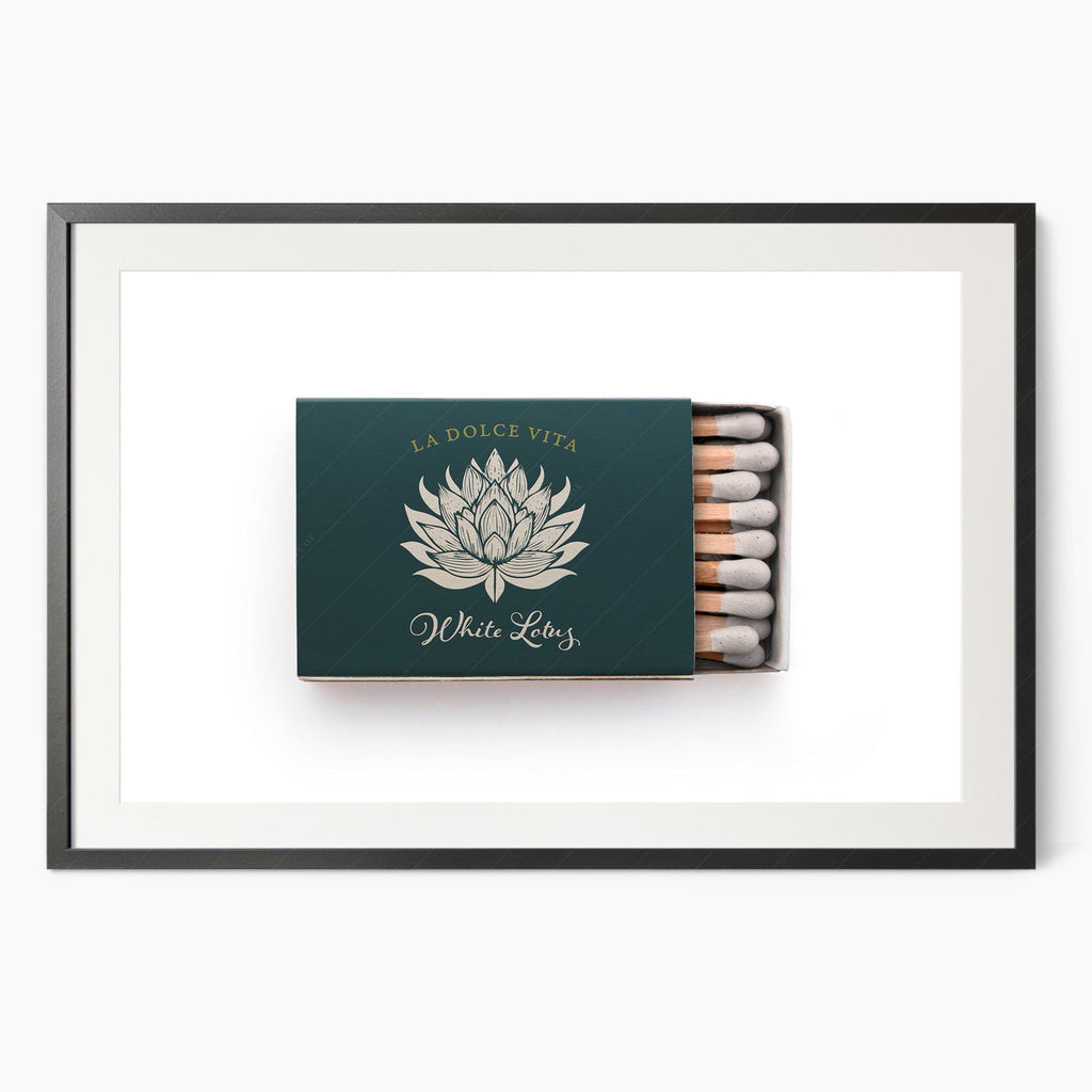 White Lotus Matchbox Print – La Dolce Vita Retro Wall Art Poster