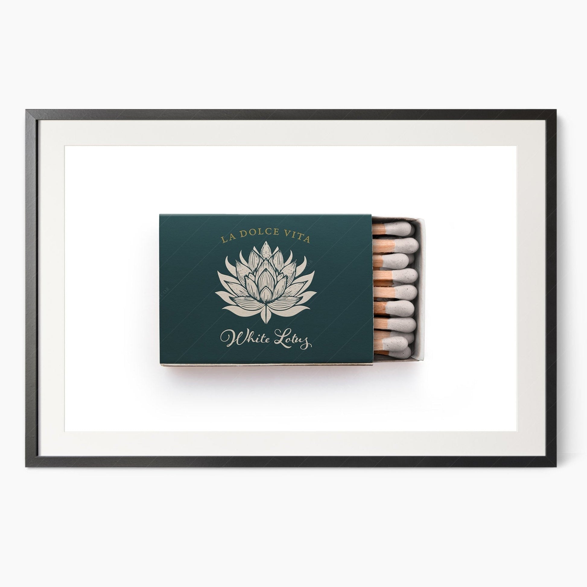 White Lotus Matchbox Print – La Dolce Vita Retro Wall Art Poster