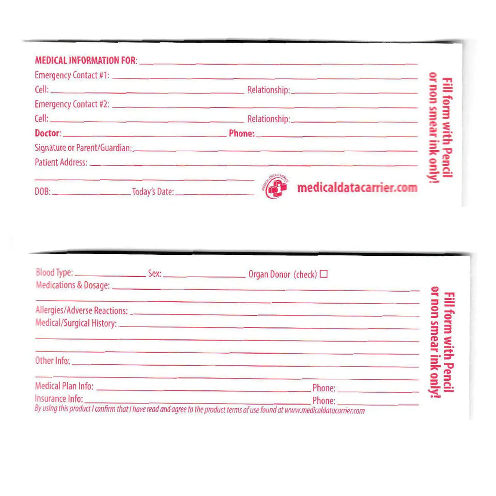 Support de données médicales – Identification d'urgence essentielle pour les motards et les secouristes