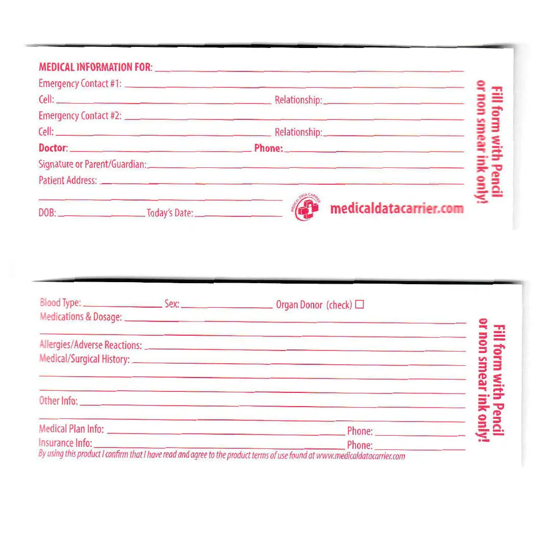 Support de données médicales – Identification d'urgence essentielle pour les motards et les secouristes