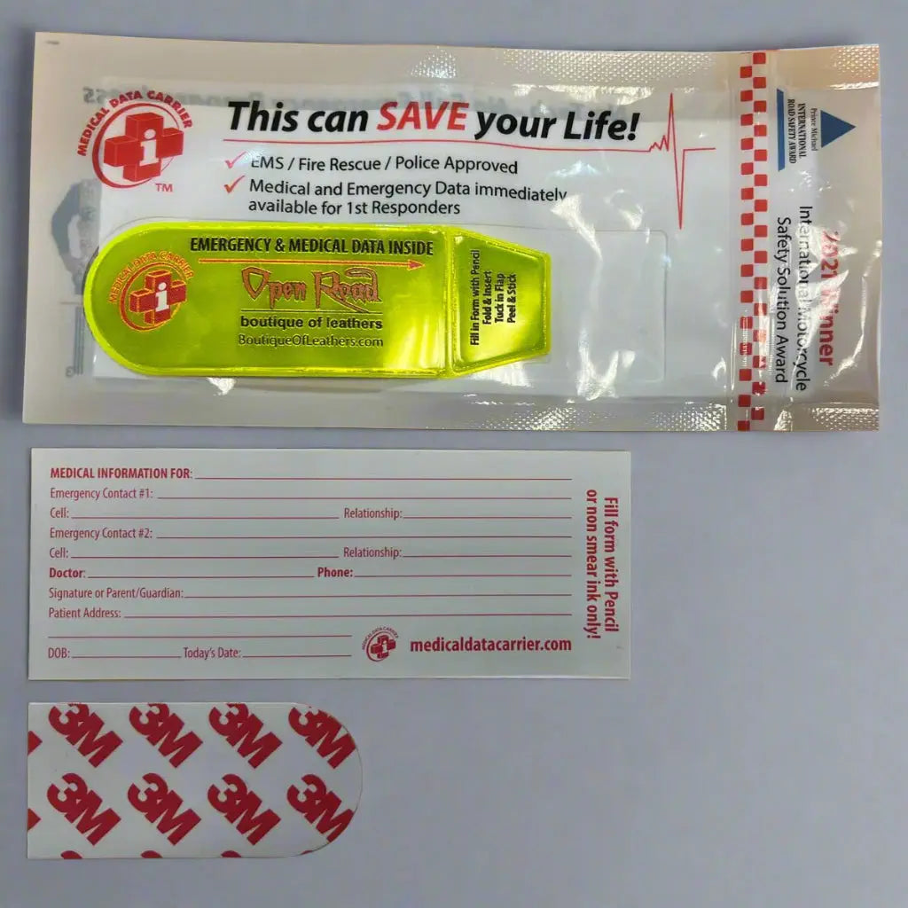 Support de données médicales – Identification d'urgence essentielle pour les motards et les secouristes