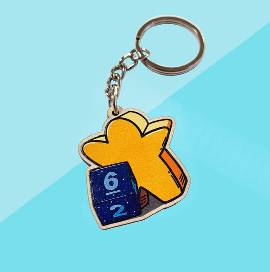 Meeple and Dice Keychain