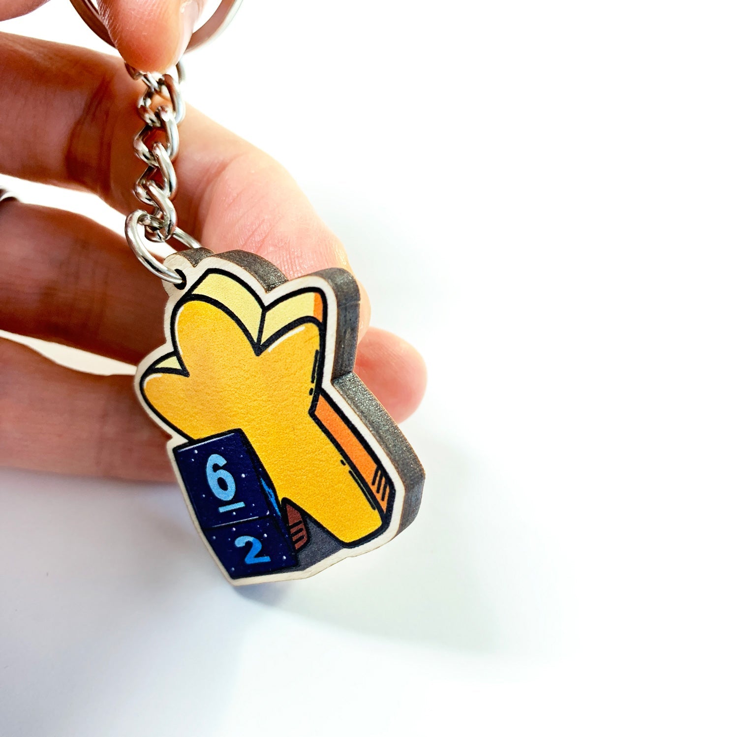 Meeple and Dice Keychain