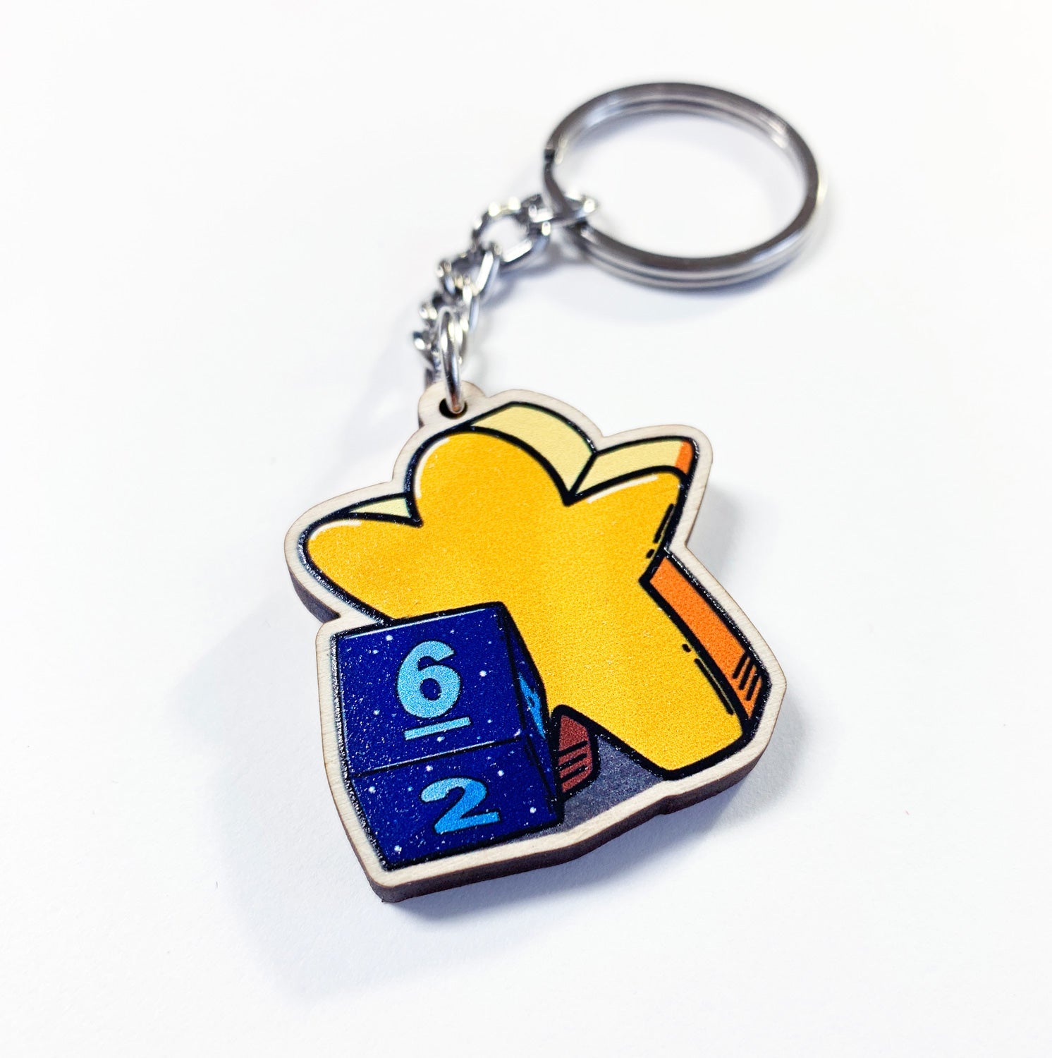 Meeple and Dice Keychain