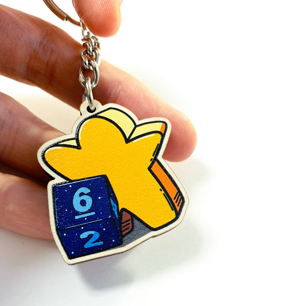 Meeple and Dice Keychain