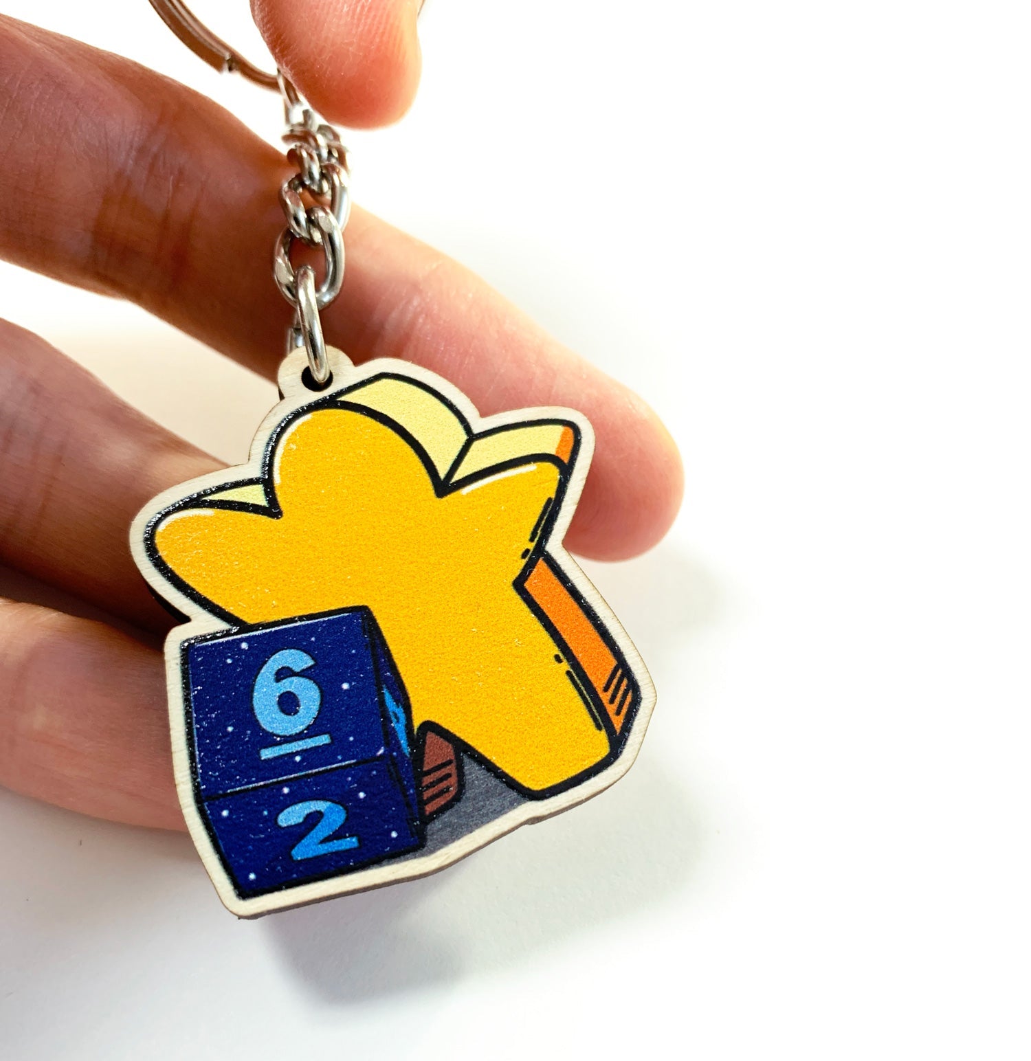 Meeple and Dice Keychain