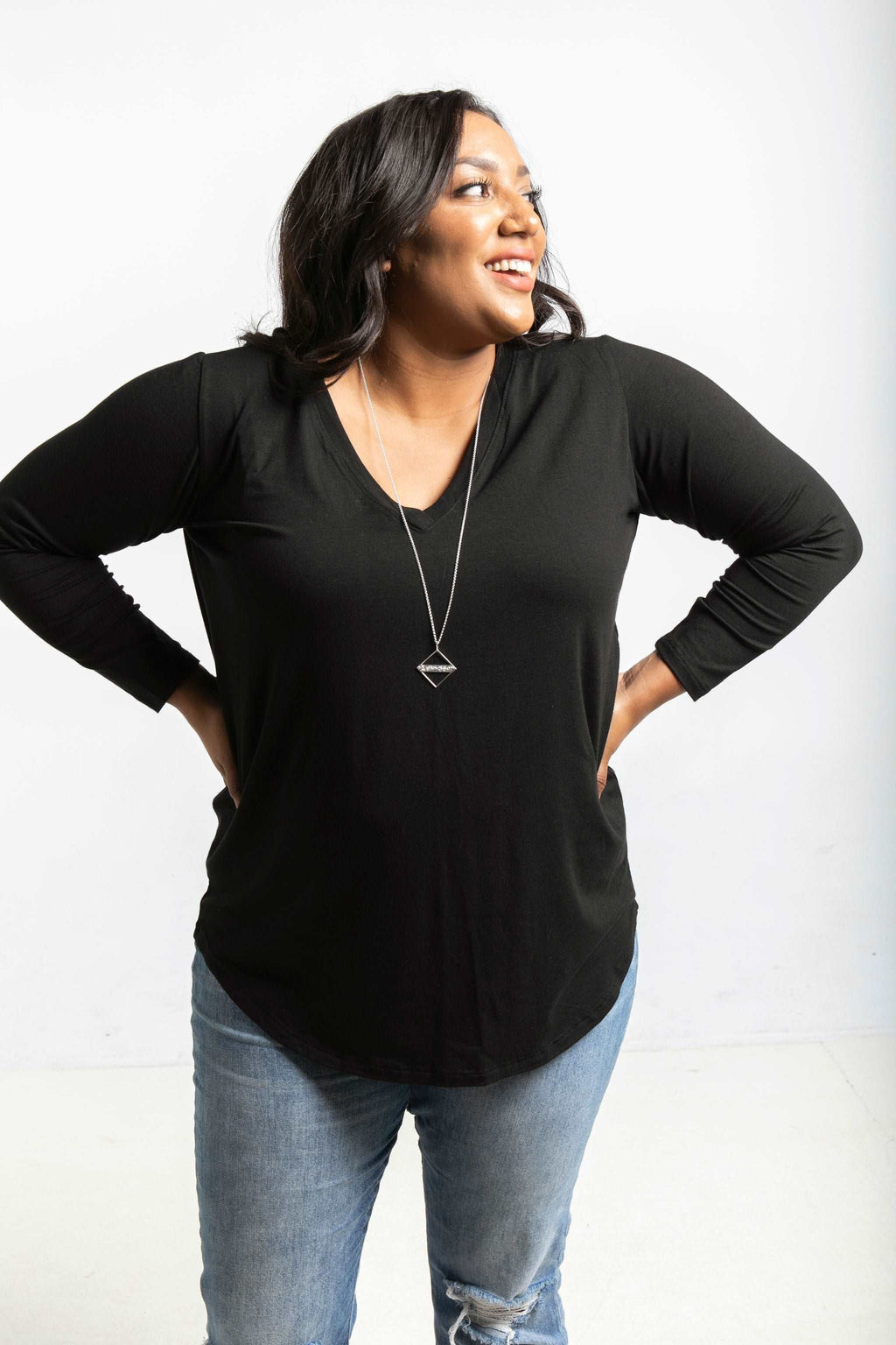 The Long Sleeve Perfect Tee in Black