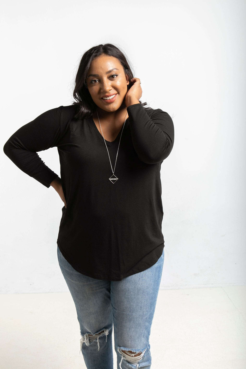 The Long Sleeve Perfect Tee in Black