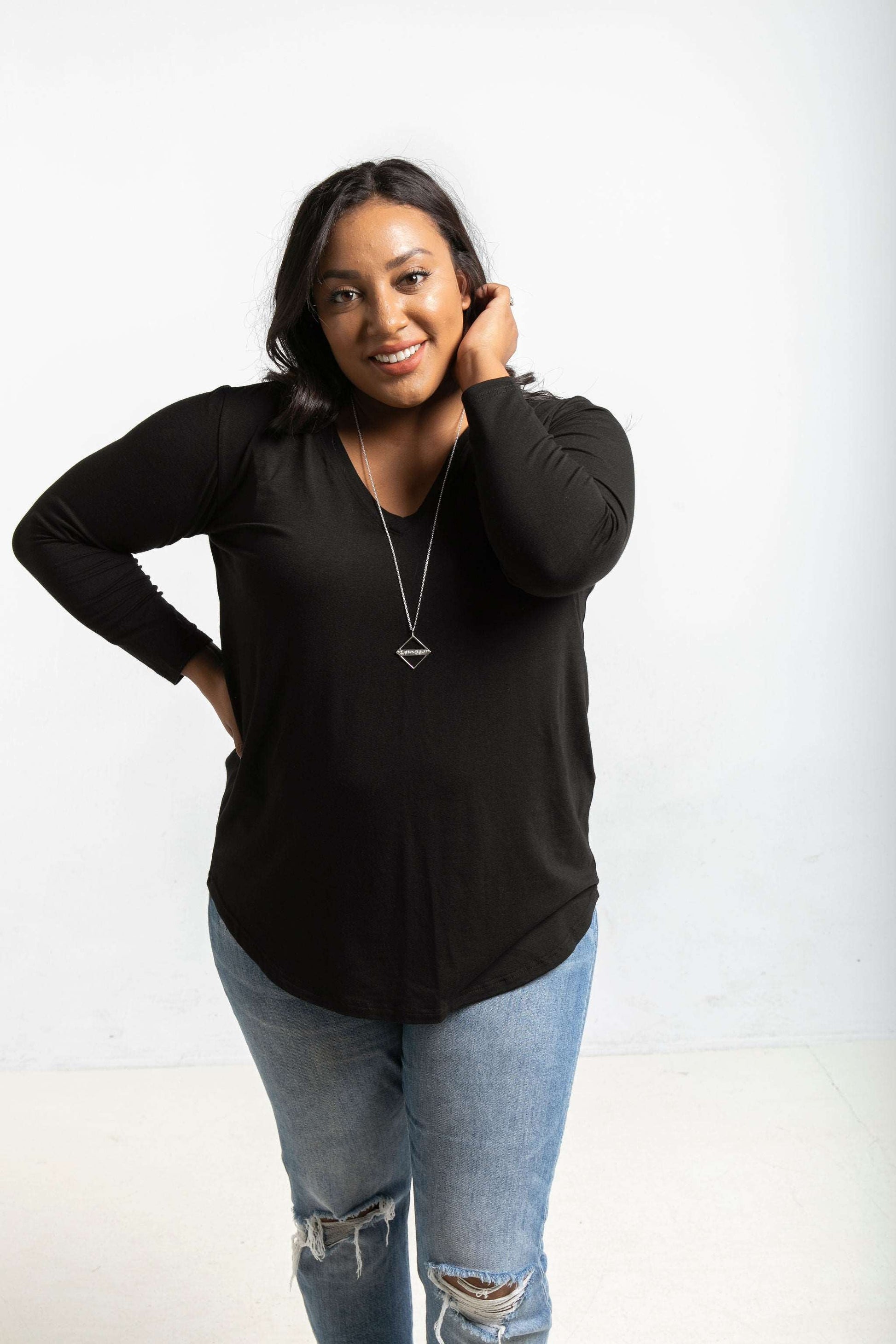 The Long Sleeve Perfect Tee in Black