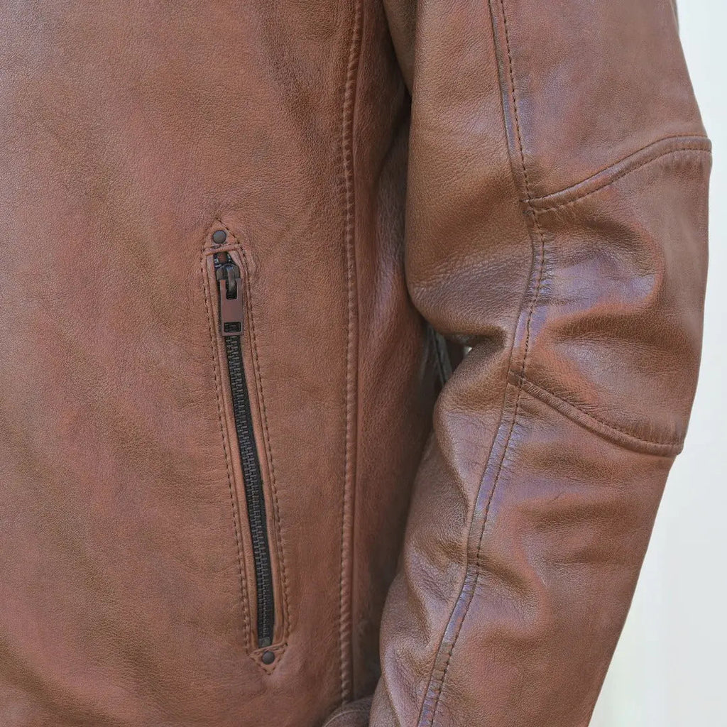 Men's Snap Collar Leather Jacket