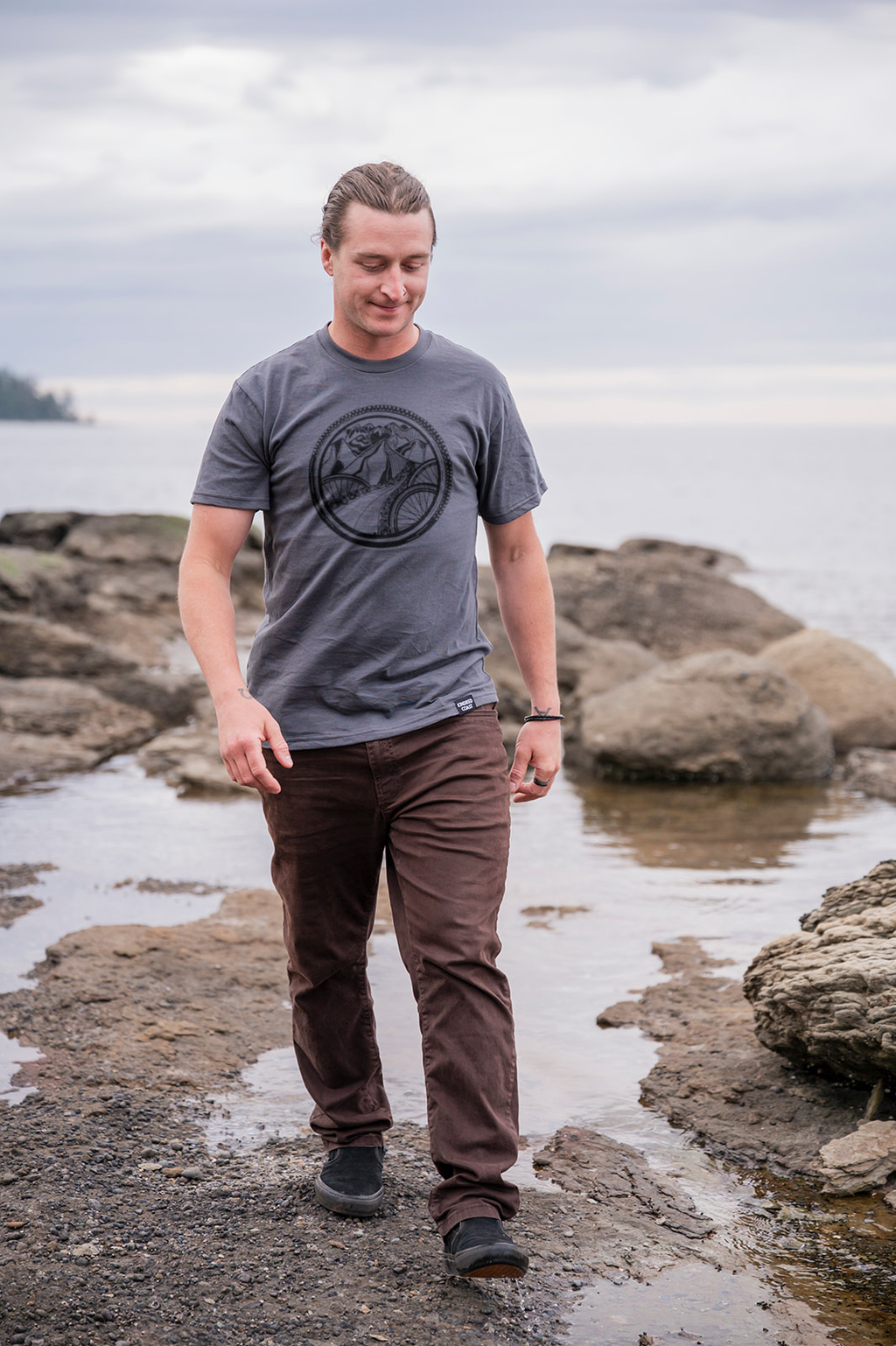 BIKE WORLD - Unisex Organic Cotton Tee - Storm Grey