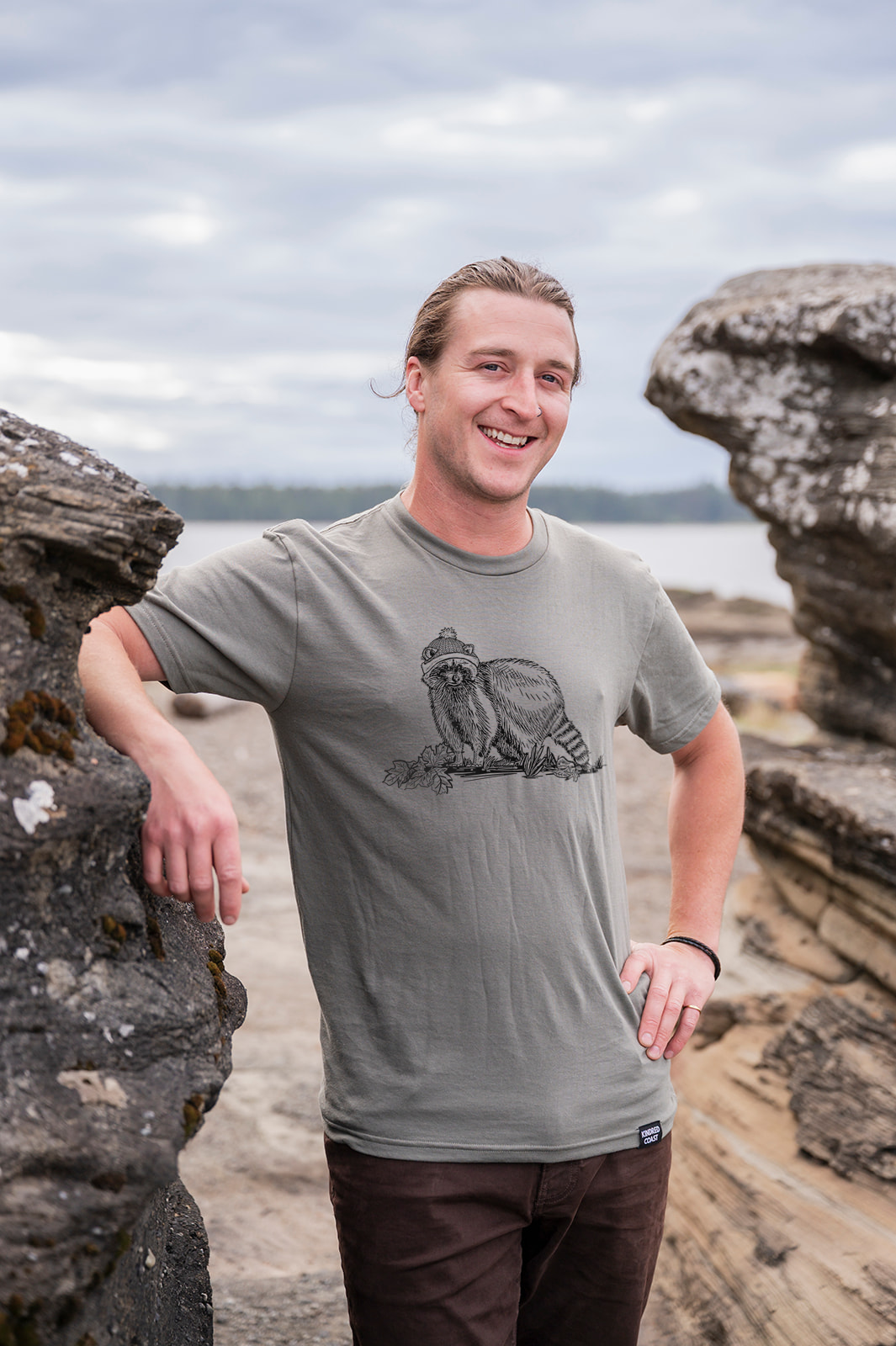 RACCOON- Unisex Organic Cotton Tee - Sage