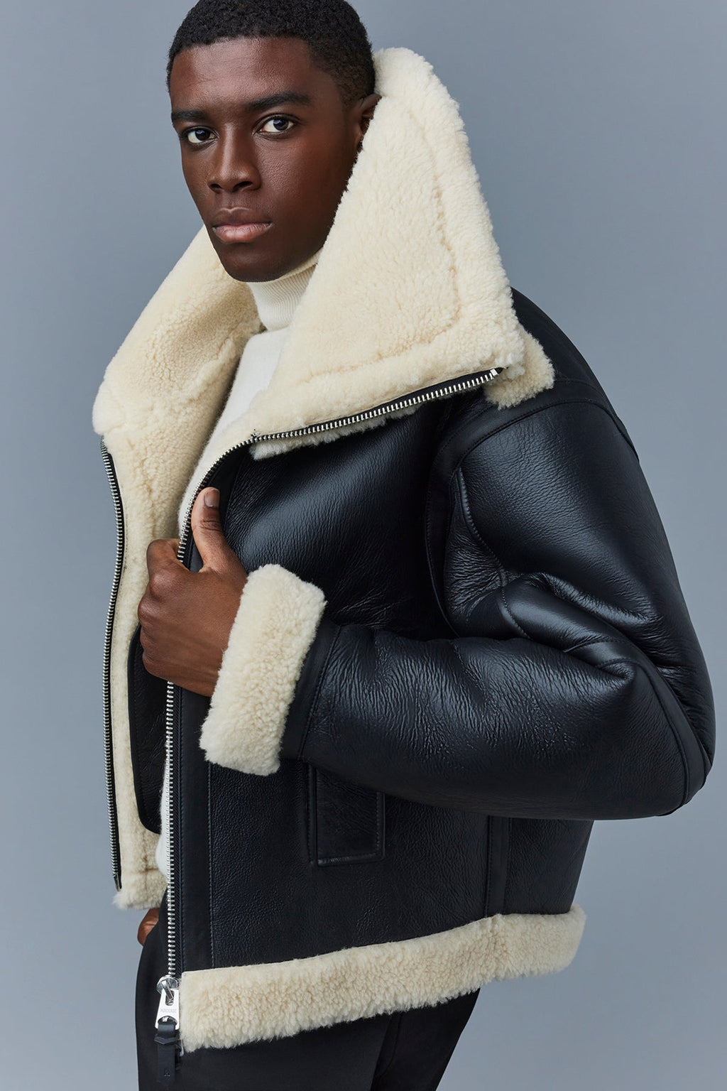 Veste en peau de mouton LOTTE à double col