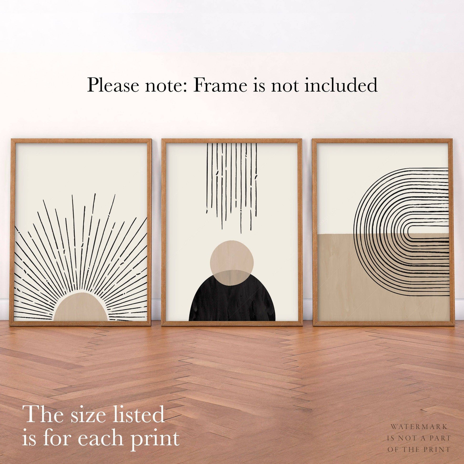 Mid-Century Modern 3 Piece Wall Art Set – Minimalist Boho Poster Collection