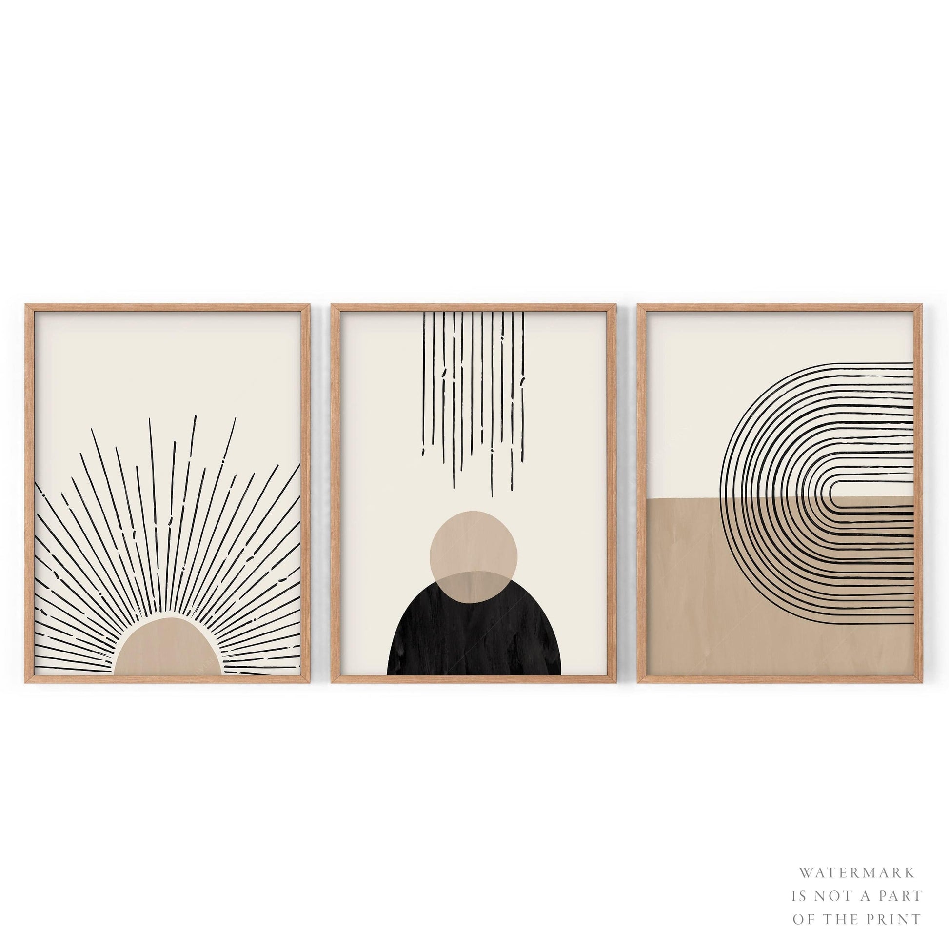 Mid-Century Modern 3 Piece Wall Art Set – Minimalist Boho Poster Collection