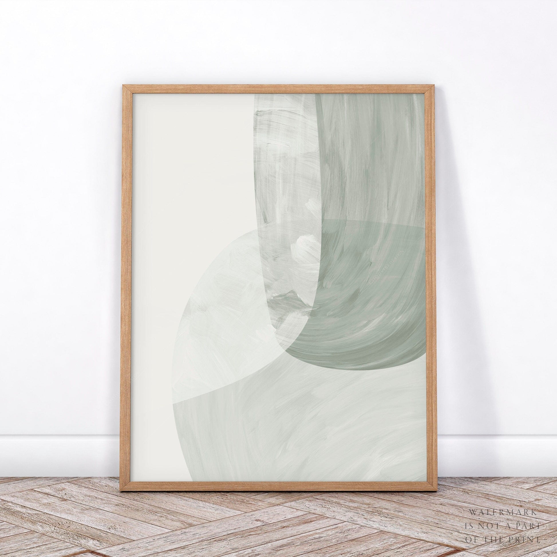 Mid-Century Modern Abstract Print Set of 2 – Sage Green Wall Art Posters