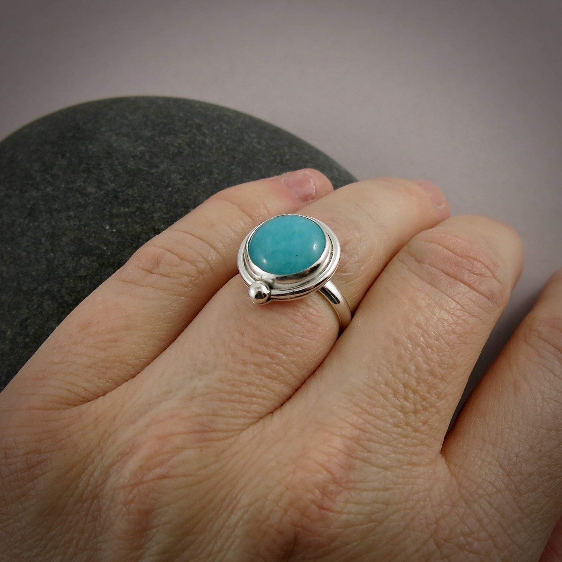 Bague Amazonite • Argent sterling • Taille 6,5