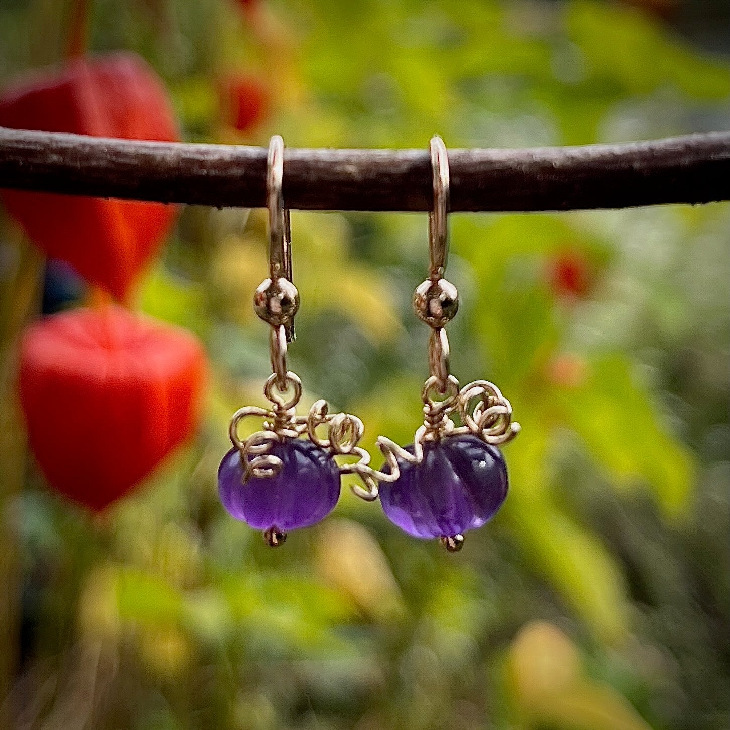 Boucles d'oreilles Pumpkin Patch • Améthyste violette • Remplissage en or 14 carats ou argent sterling