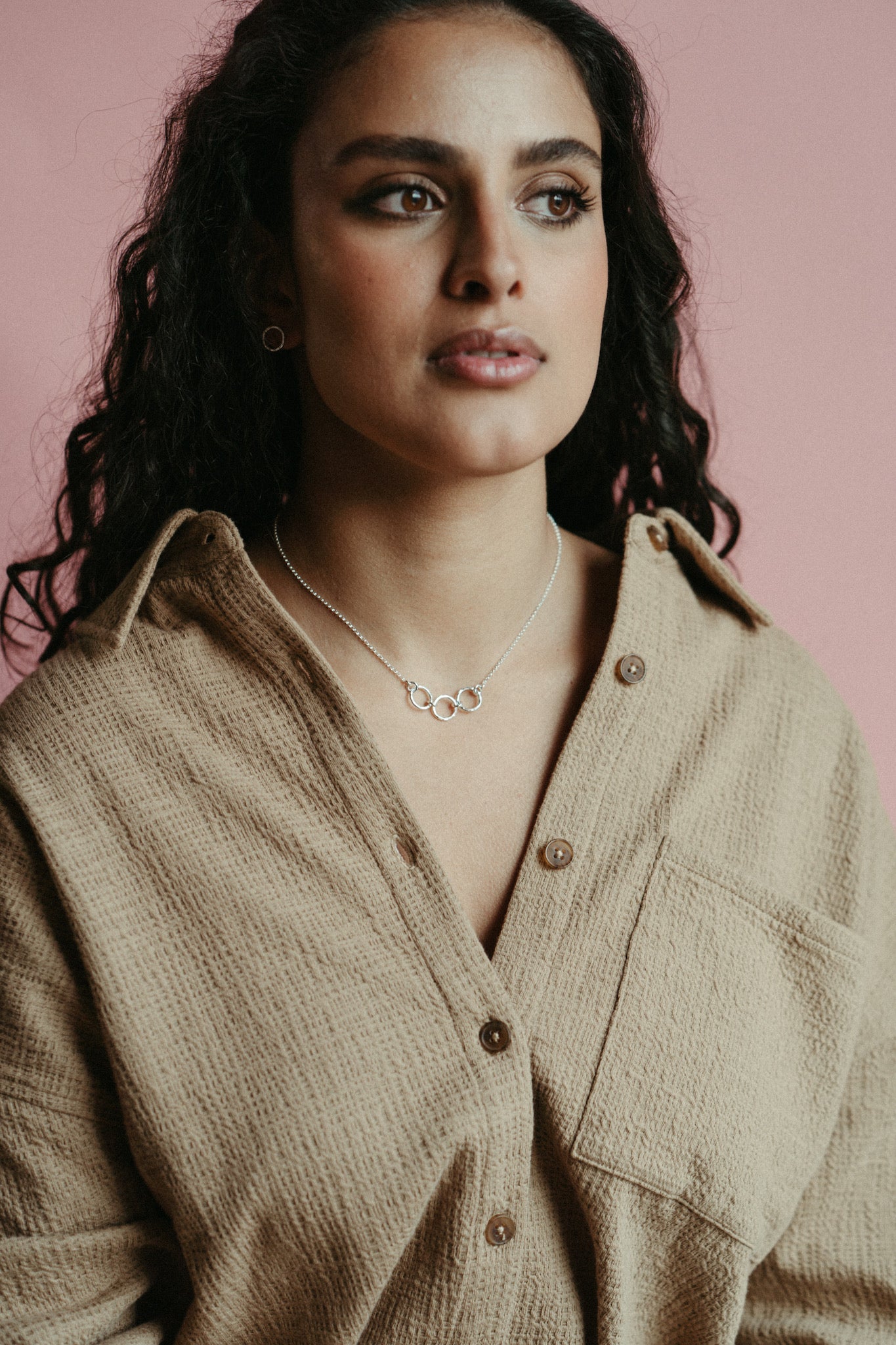 Collier Breathe Trio • Argent sterling texturé martelé avec chaîne Rolo