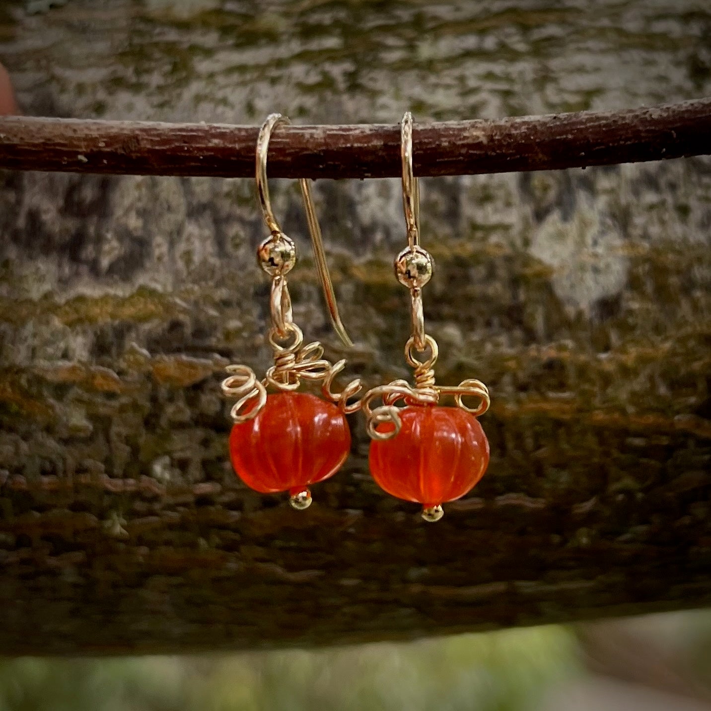 Boucles d'oreilles Pumpkin Patch • Cornaline orange • Or 14 carats ou argent sterling