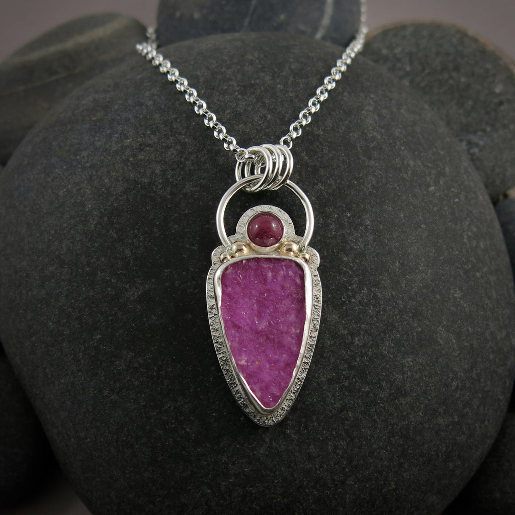 Pink Druzy & Ruby Pendant • Wild Earth Collection