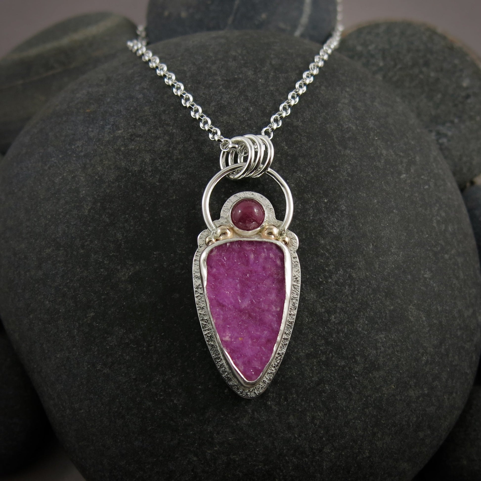 Pink Druzy & Ruby Pendant • Wild Earth Collection