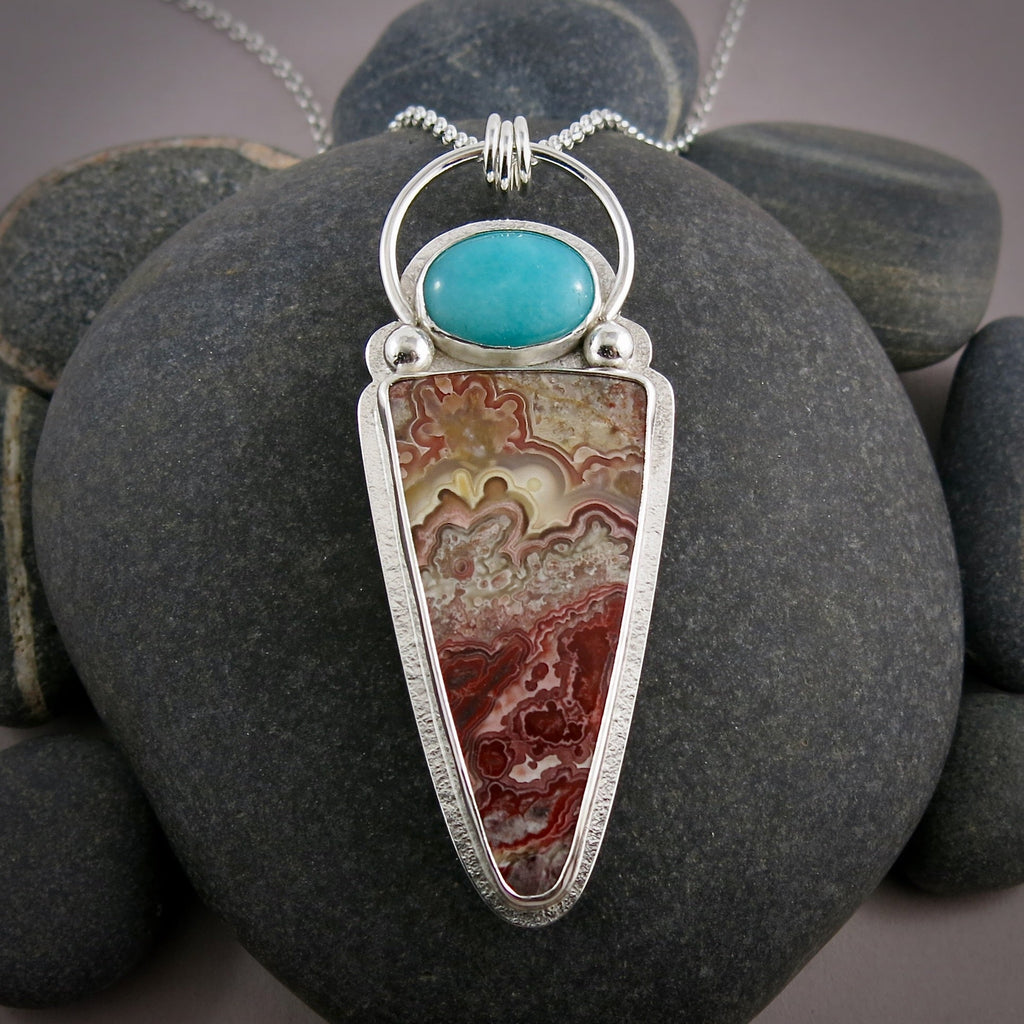 Collier Crazy Lace Agate et Amazonite • Argent sterling • Collection Scenic Wonders