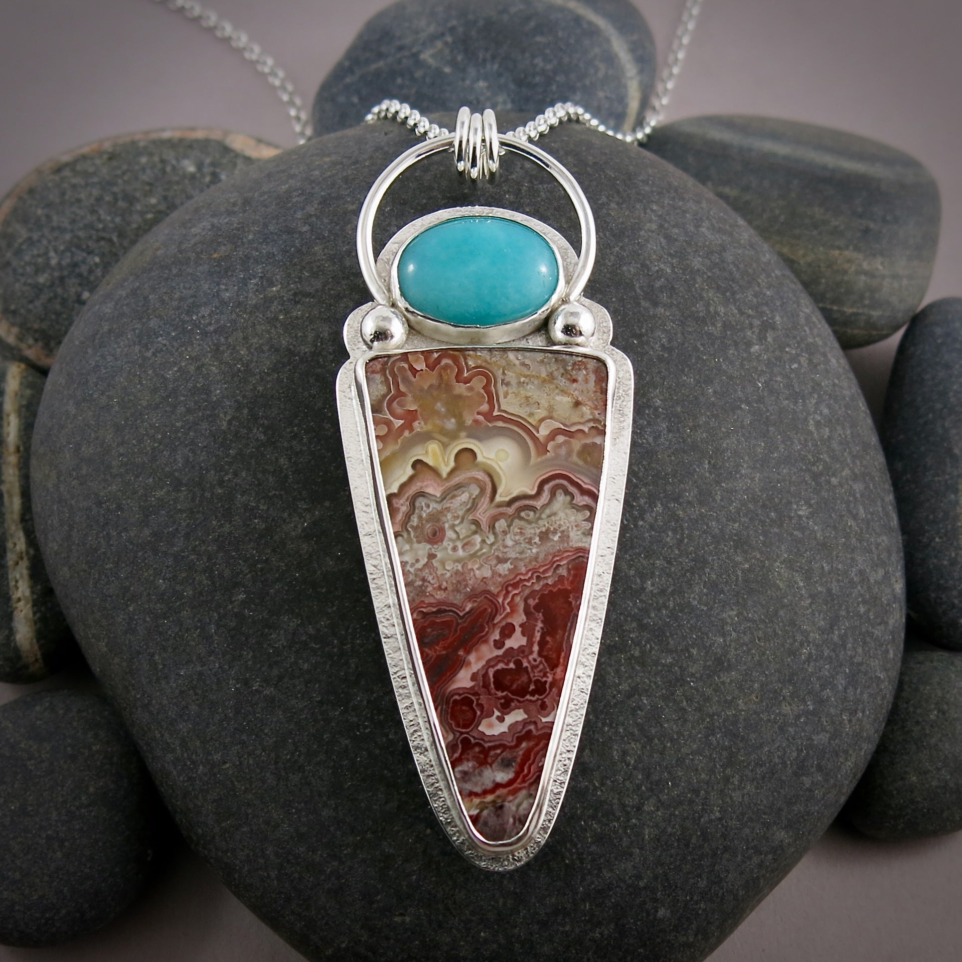 Collier Crazy Lace Agate et Amazonite • Argent sterling • Collection Scenic Wonders
