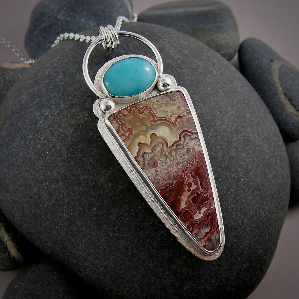Collier Crazy Lace Agate et Amazonite • Argent sterling • Collection Scenic Wonders