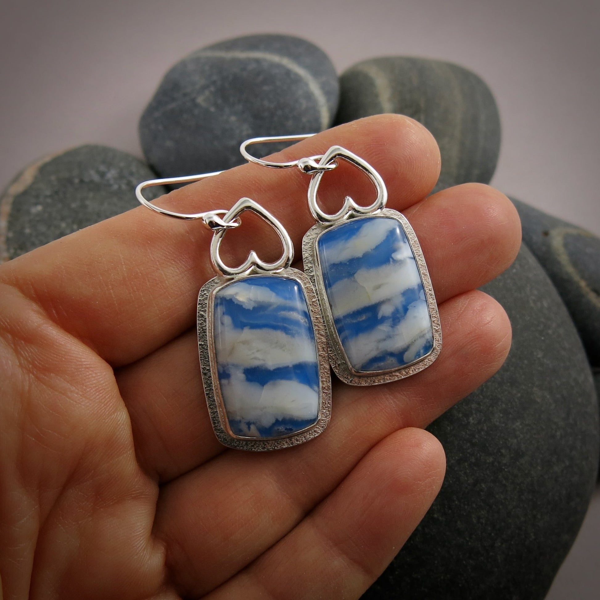 Boucles d'oreilles Daydream II • Plume Agate en argent sterling