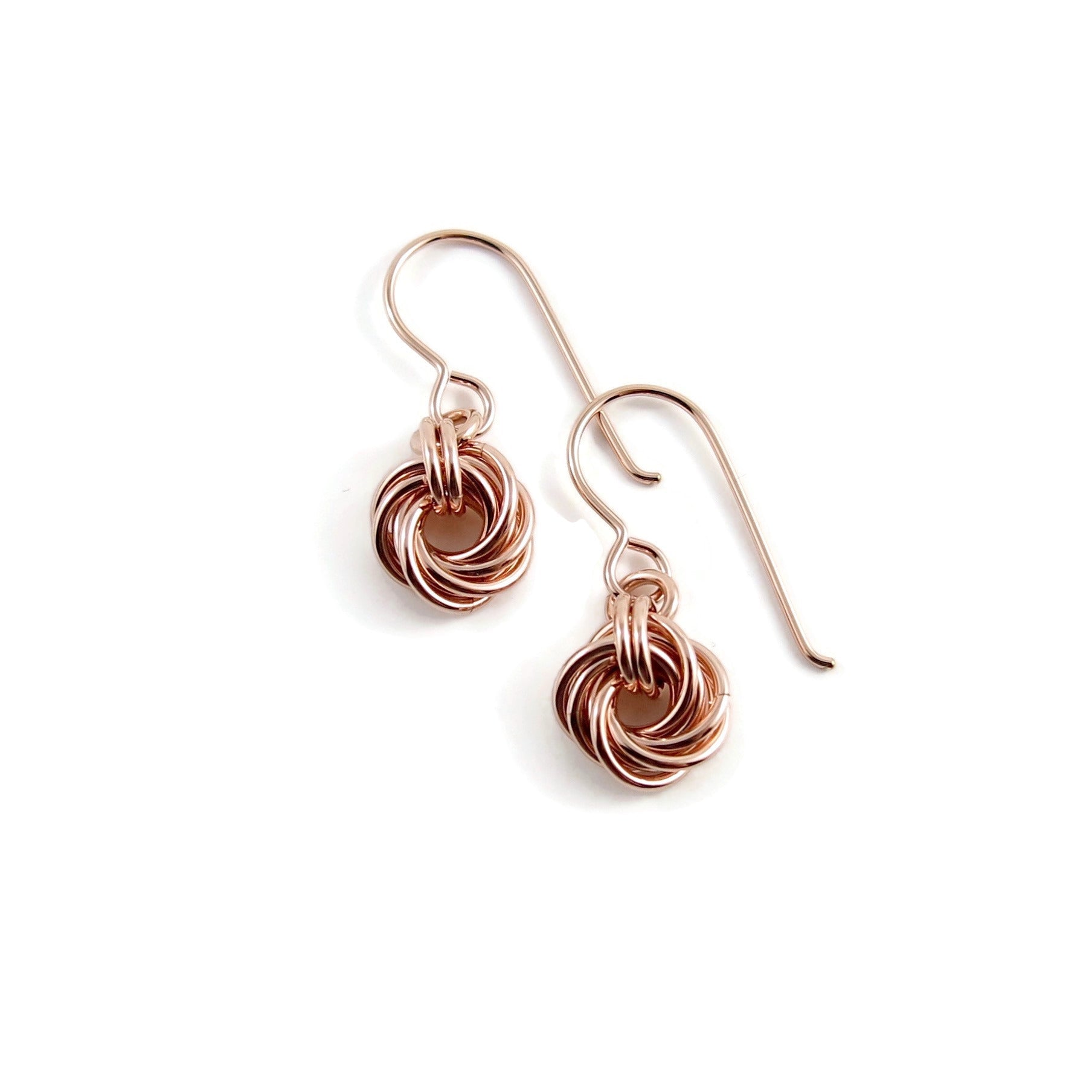 Boucles d'oreilles nœud d'amour sans fin • Or rose 14 carats