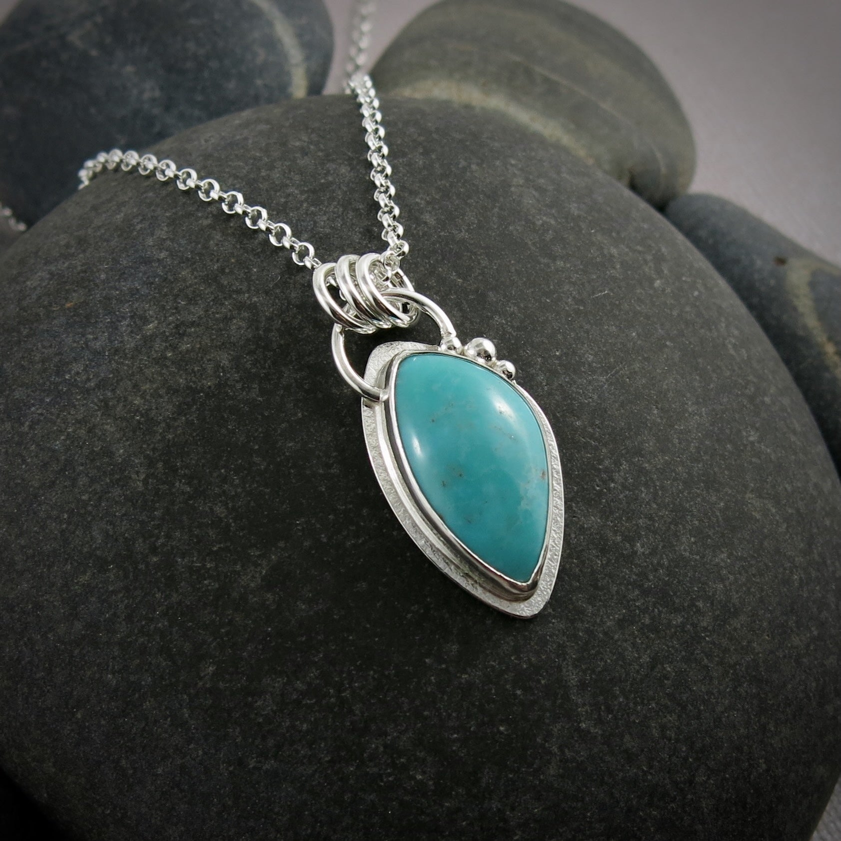 Pendentif Freeform Nevada Turquoise • Argent sterling • Collection Turquoise Bliss