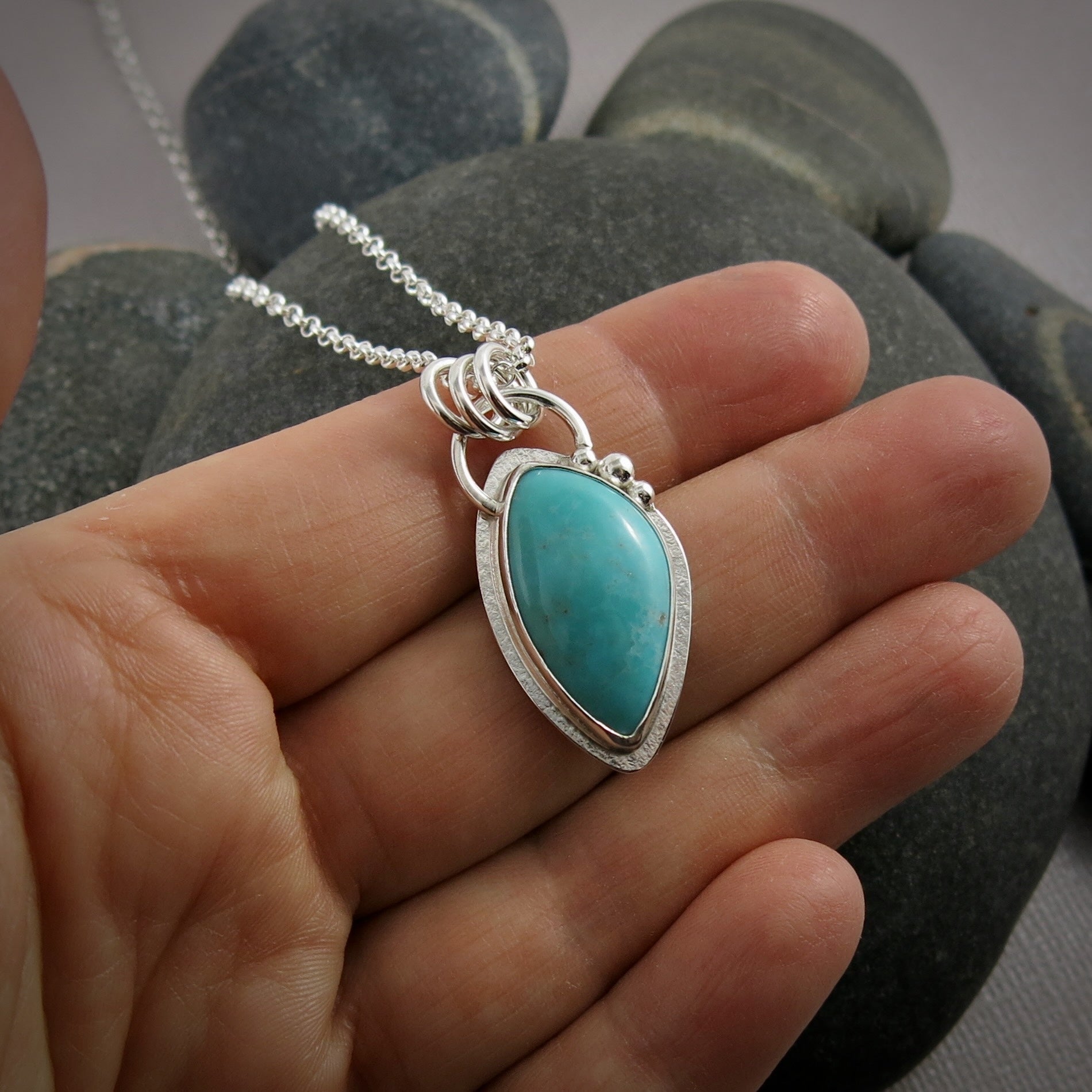 Pendentif Freeform Nevada Turquoise • Argent sterling • Collection Turquoise Bliss