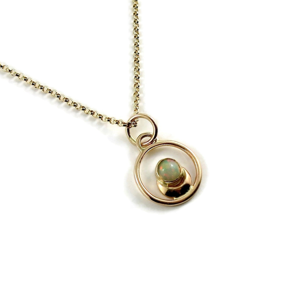 Collier de rêve en or et opale • Collier croissant de lune en or 14 carats et opale Welo