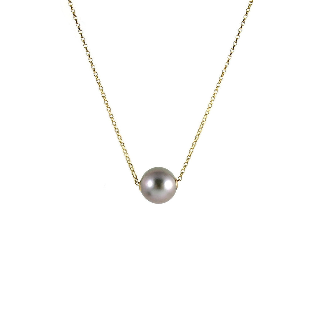 Collier coulissant en perles de Tahiti grises • Chaîne en or rempli 14 carats