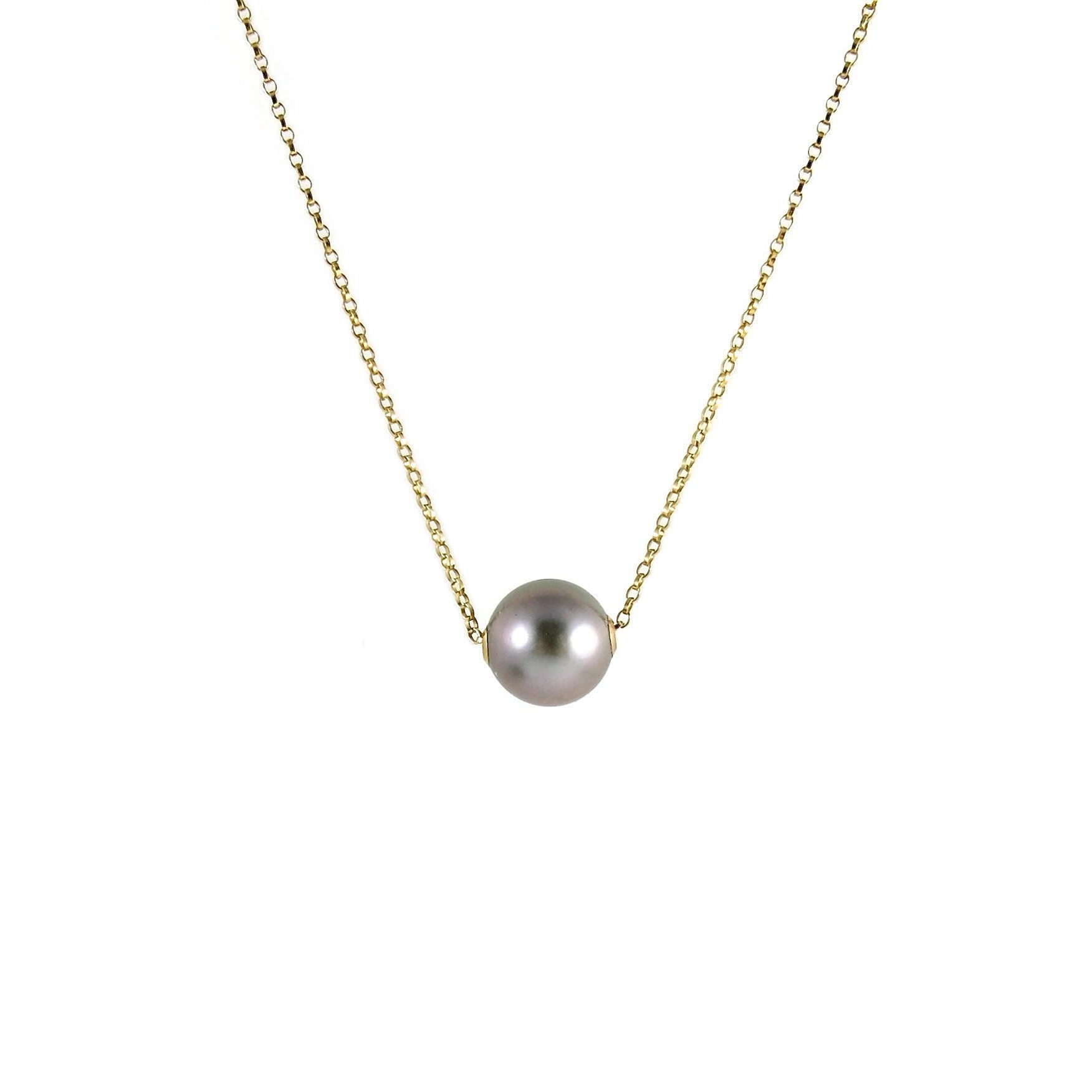 Collier coulissant en perles de Tahiti grises • Chaîne en or rempli 14 carats