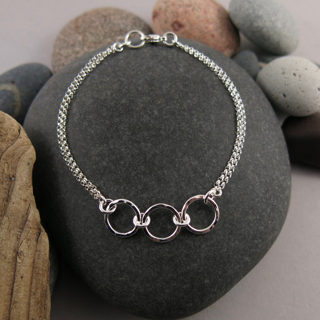 Bracelet Breathe Trio • Argent sterling texturé martelé