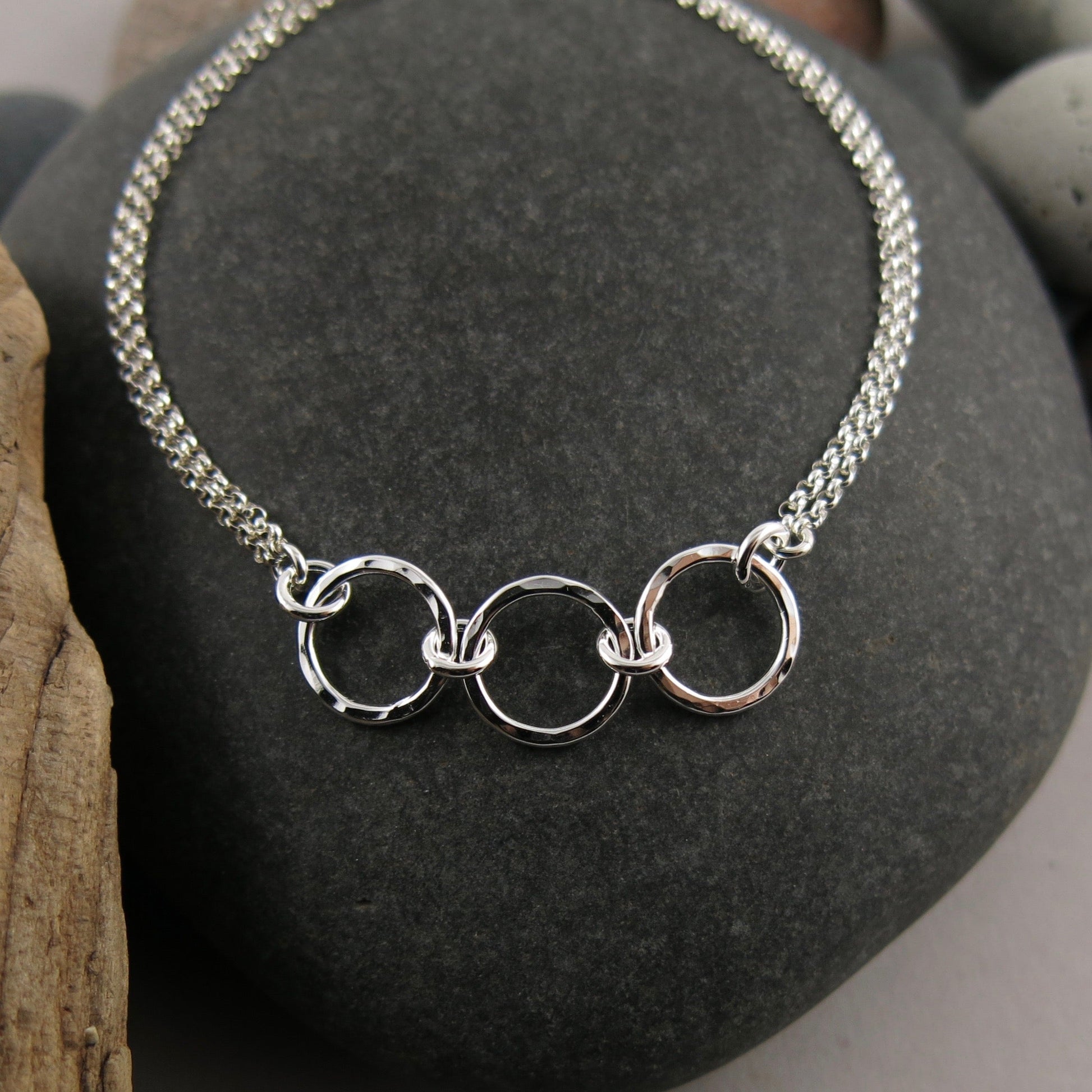 Bracelet Breathe Trio • Argent sterling texturé martelé