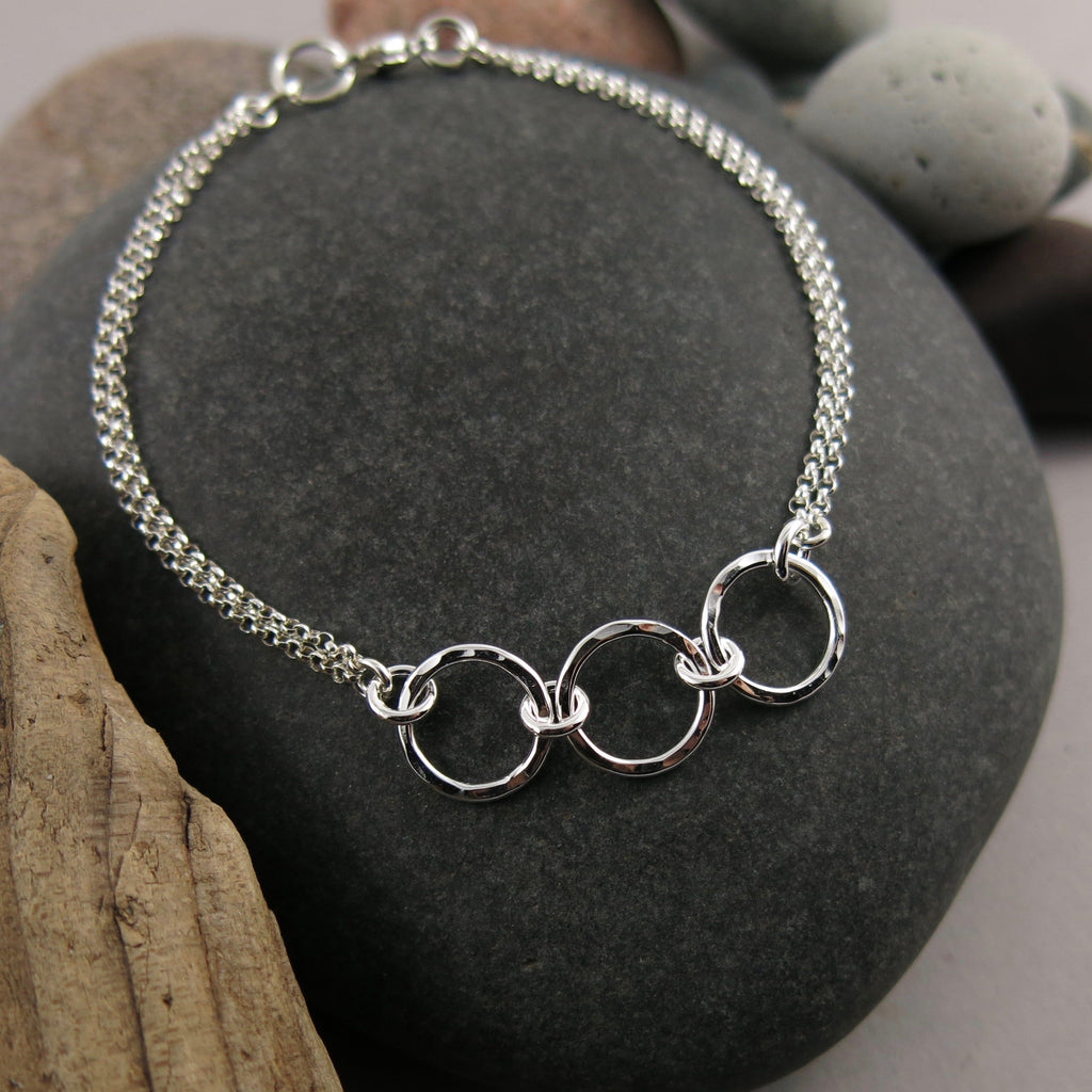 Bracelet Breathe Trio • Argent sterling texturé martelé