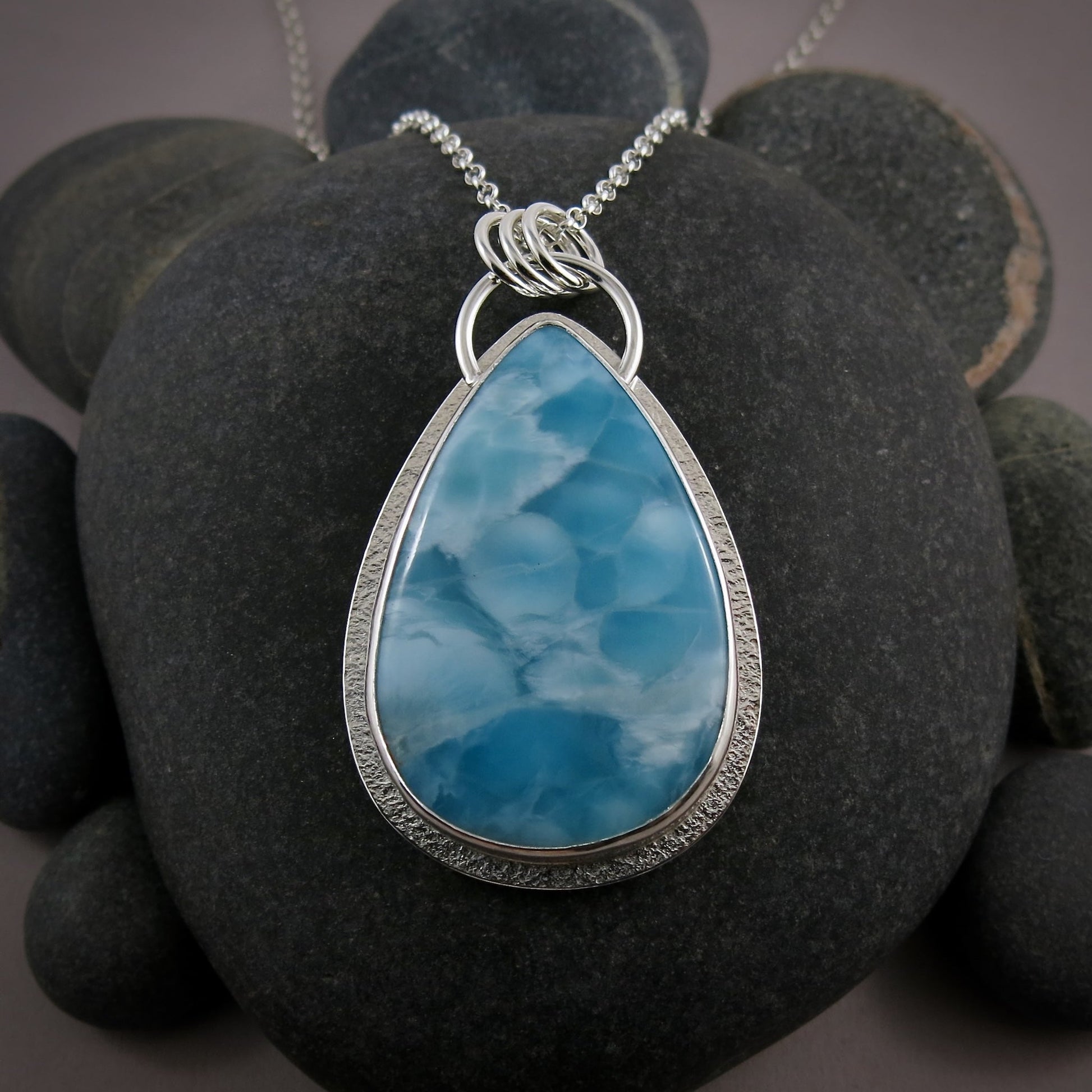 Large Larimar Statement Pendant  • Sterling Silver