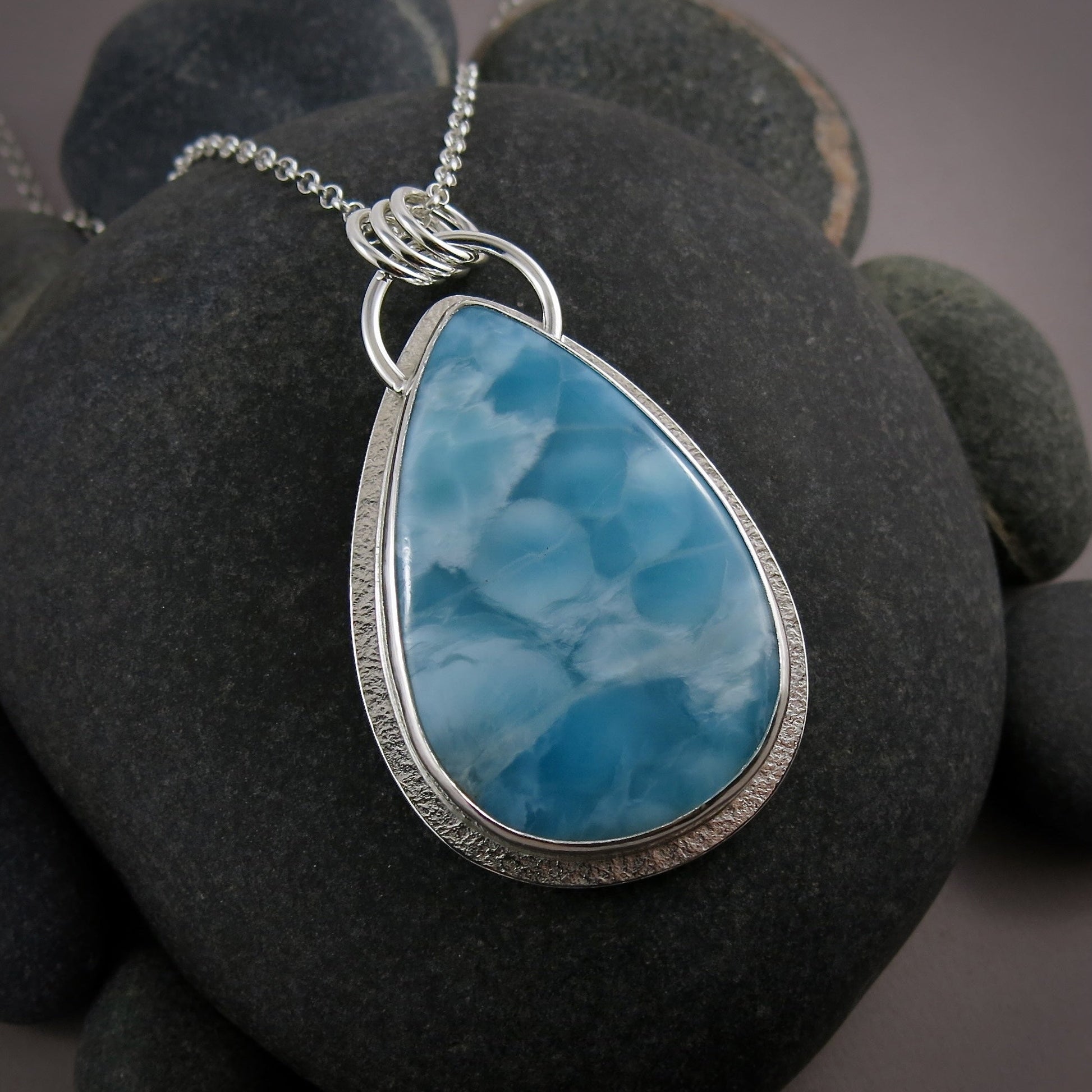 Large Larimar Statement Pendant  • Sterling Silver