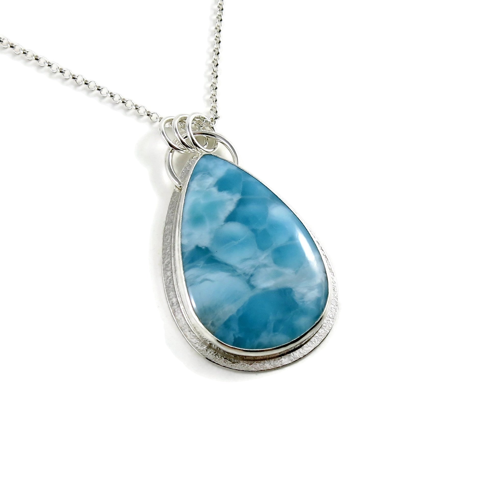 Large Larimar Statement Pendant  • Sterling Silver