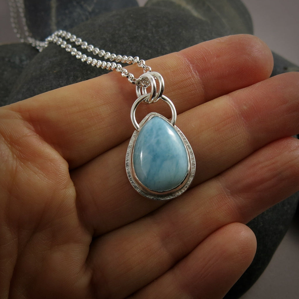 Larimar Teardrop Pendant III • Sterling Silver