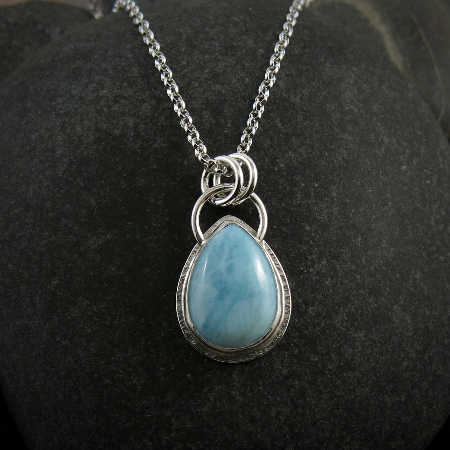 Larimar Teardrop Pendant III • Sterling Silver