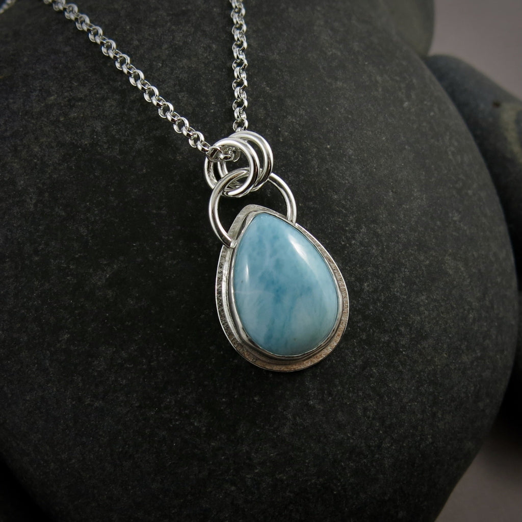 Larimar Teardrop Pendant III • Sterling Silver