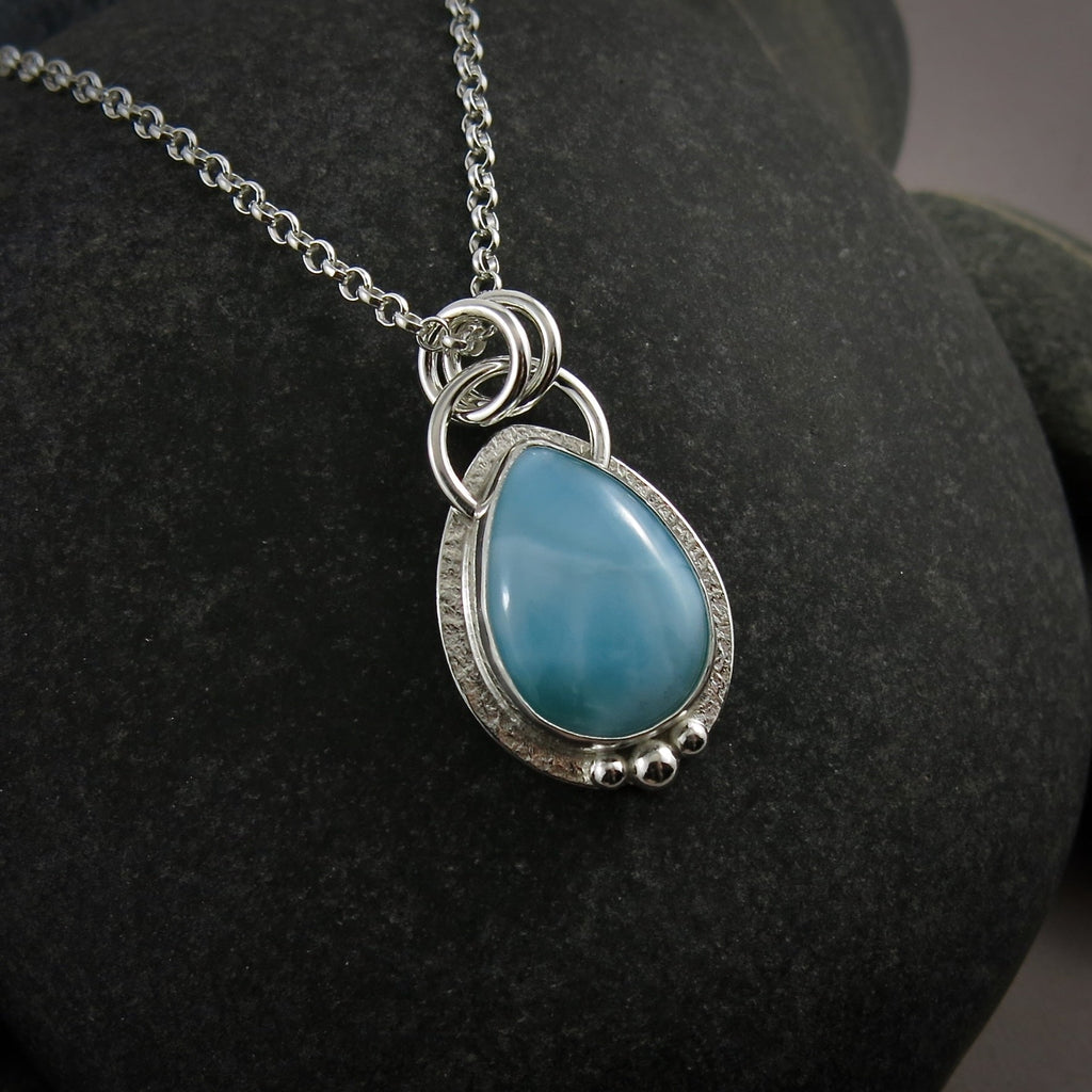 Larimar Teardrop Pendant  • Sterling Silver
